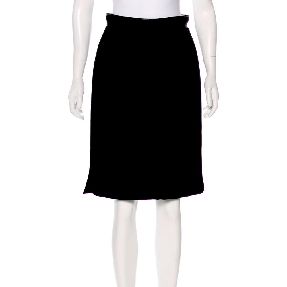 BALENCIAGA Skirt New With faux Leather trim Size 40 US 6 Fully Lined